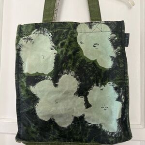Andy Warhol Army Green Canvas Floral Tote